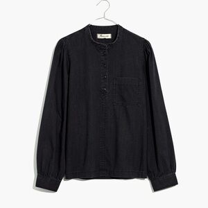 Madewell Denim Collarless Popover Shirt in Shrader Wash